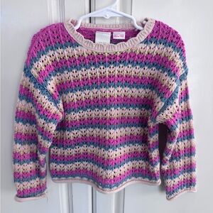 Zara Pink and Blue Striped kids Sweater 3t